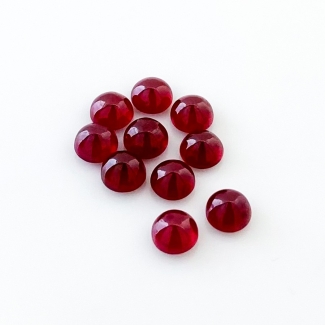 14.85 Cts. Ruby 6mm Smooth Round Shape AA Grade Cabochons Parcel - Total 10 Pcs.