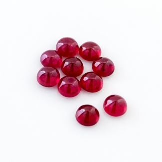 14.55 Cts. Ruby 6mm Smooth Round Shape AA Grade Cabochons Parcel - Total 10 Pcs.