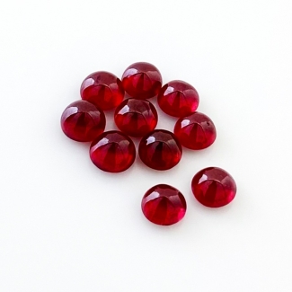 14.55 Cts. Ruby 6mm Smooth Round Shape AA Grade Cabochons Parcel - Total 10 Pcs.