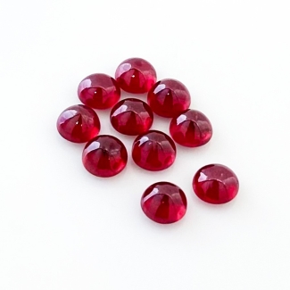 14 Cts. Ruby 6mm Smooth Round Shape AA Grade Cabochons Parcel - Total 10 Pcs.