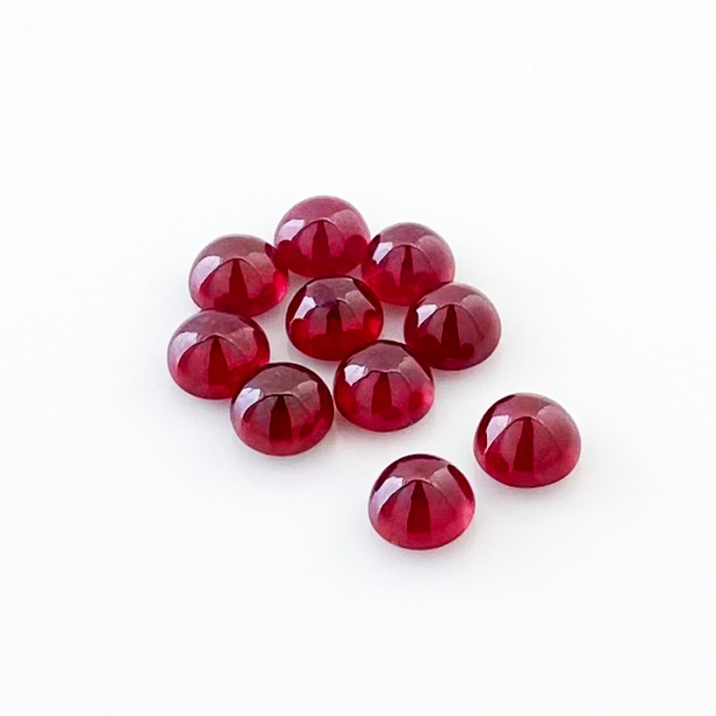 15.90 Cts. Ruby 6mm Smooth Round Shape AA Grade Cabochons Parcel - Total 10 Pcs.