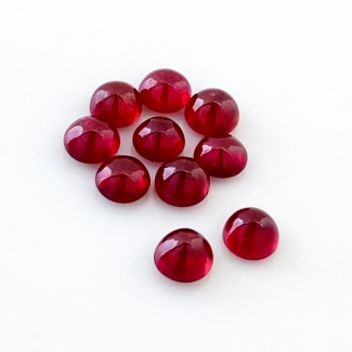 14.20 Cts. Ruby 6mm Smooth Round Shape AA Grade Cabochons Parcel - Total 10 Pcs.