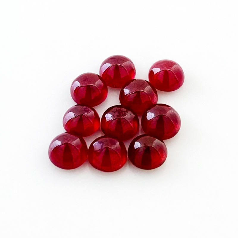 15.10 Cts. Ruby 6mm Smooth Round Shape AA Grade Cabochons Parcel - Total 10 Pcs.
