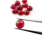15.10 Cts. Ruby 6mm Smooth Round Shape AA Grade Cabochons Parcel - Total 10 Pcs.