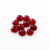15.10 Cts. Ruby 6mm Smooth Round Shape AA Grade Cabochons Parcel - Total 10 Pcs.