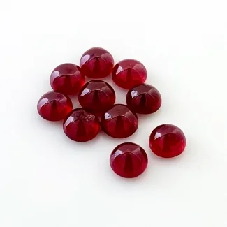 15.10 Cts. Ruby 6mm Smooth Round Shape AA Grade Cabochons Parcel - Total 10 Pcs.
