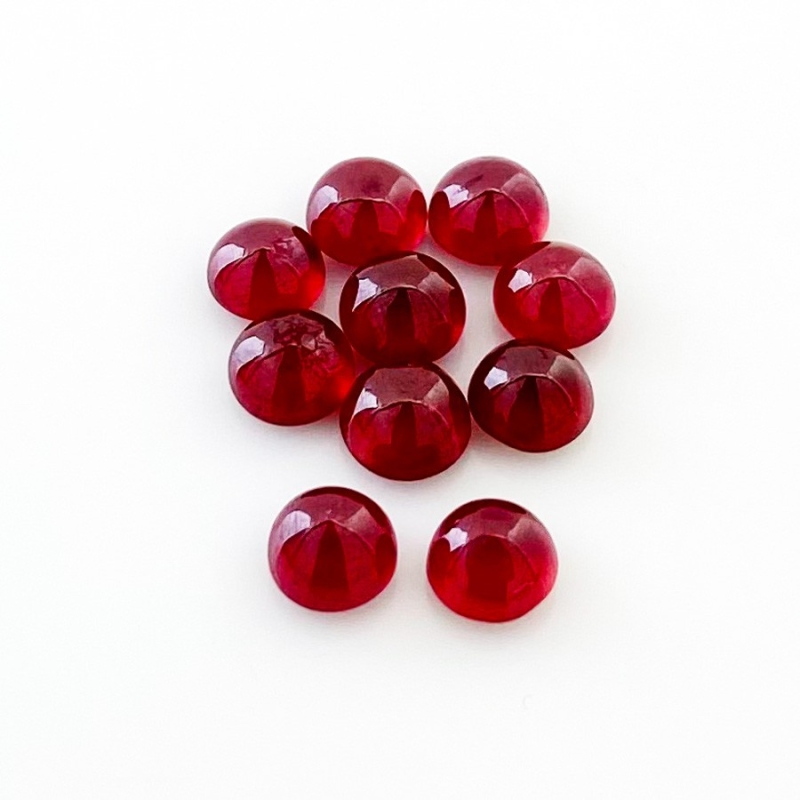15.10 Cts. Ruby 6mm Smooth Round Shape AA Grade Cabochons Parcel - Total 10 Pcs.