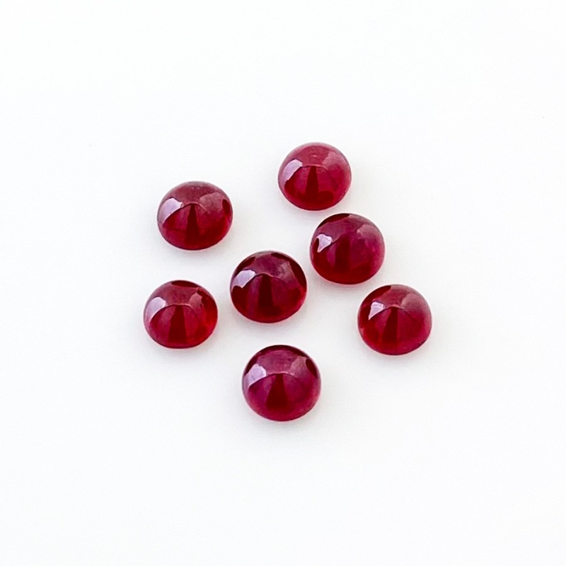 10.75 Cts. Ruby 6mm Smooth Round Shape AA Grade Cabochons Parcel - Total 7 Pcs.