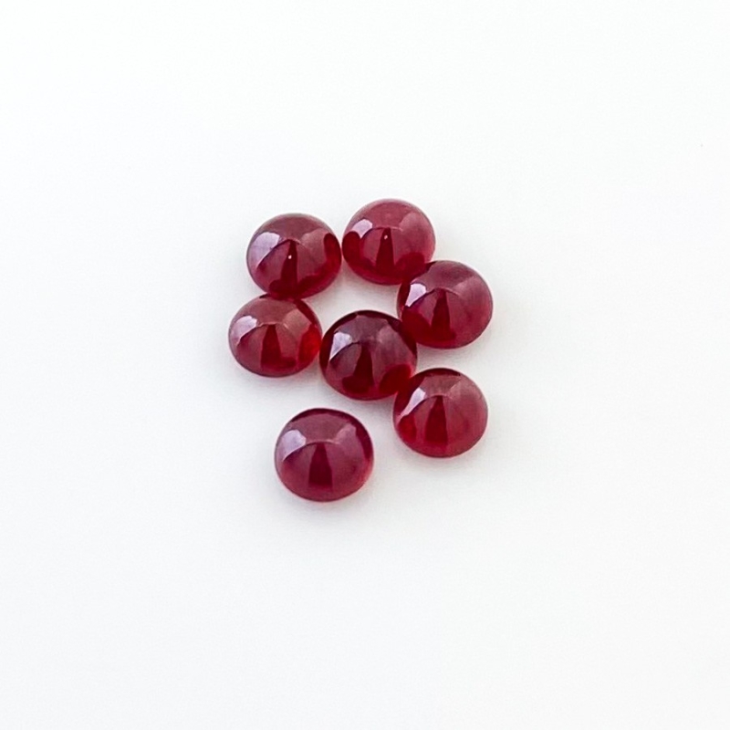 10.75 Cts. Ruby 6mm Smooth Round Shape AA Grade Cabochons Parcel - Total 7 Pcs.