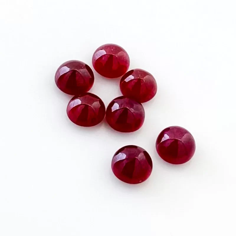 Ruby Smooth Round Shape AA Grade Cabochon Parcel - 6mm - 7 Pc. - 10.75 Cts.