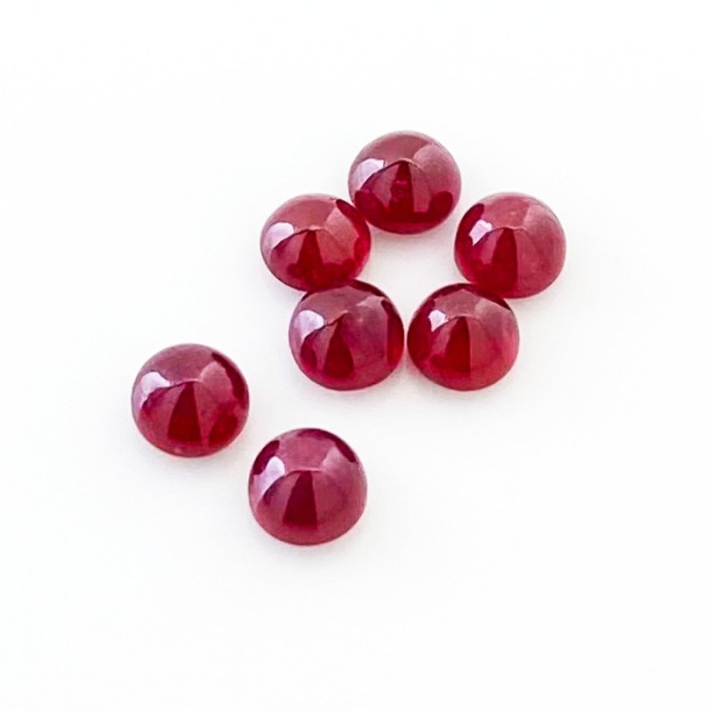 10.75 Cts. Ruby 6mm Smooth Round Shape AA Grade Cabochons Parcel - Total 7 Pcs.