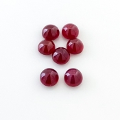 10.75 Cts. Ruby 6mm Smooth Round Shape AA Grade Cabochons Parcel - Total 7 Pcs.