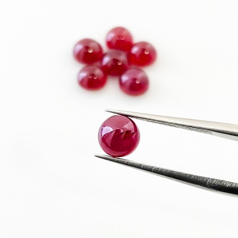 10.75 Cts. Ruby 6mm Smooth Round Shape AA Grade Cabochons Parcel - Total 7 Pcs.