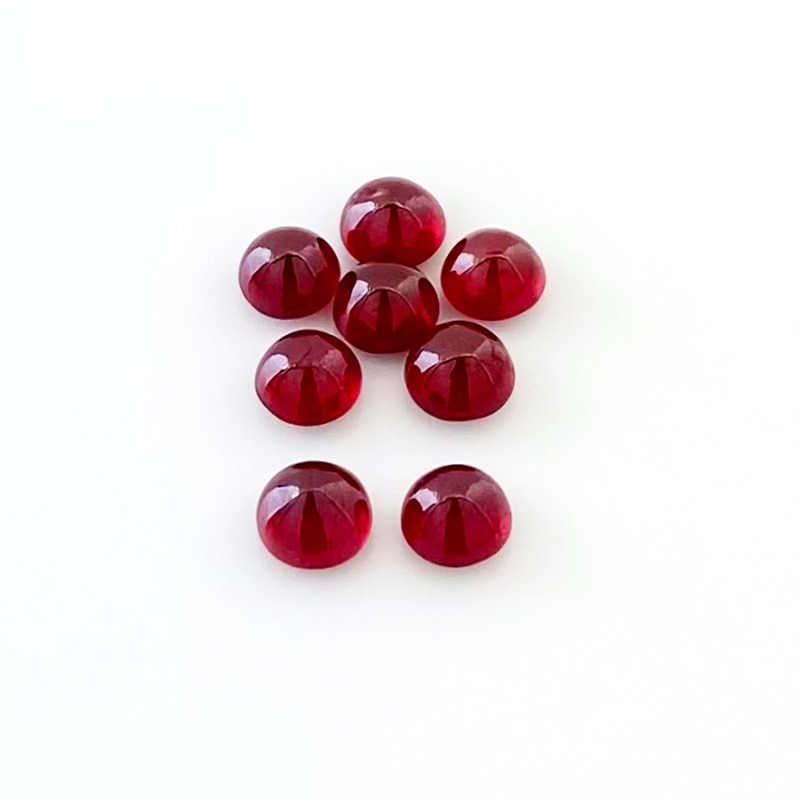 11.60 Cts. Ruby 6mm Smooth Round Shape AA Grade Cabochons Parcel - Total 8 Pcs.