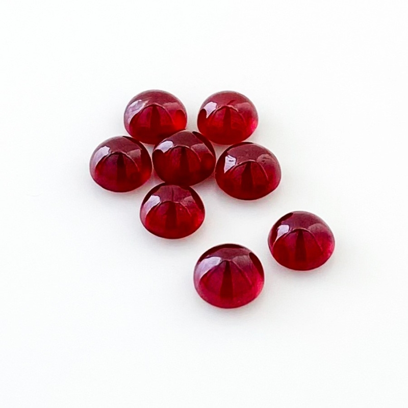 11.60 Cts. Ruby 6mm Smooth Round Shape AA Grade Cabochons Parcel - Total 8 Pcs.