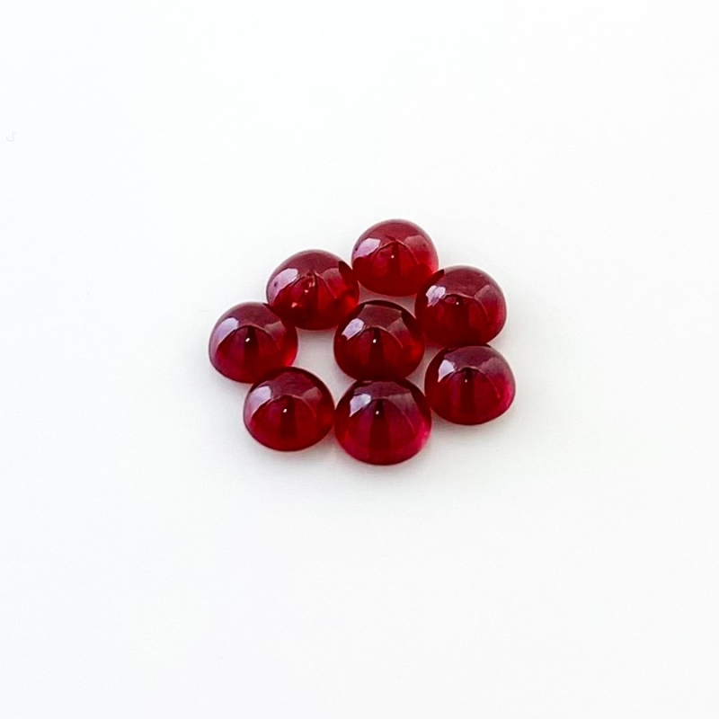 11.60 Cts. Ruby 6mm Smooth Round Shape AA Grade Cabochons Parcel - Total 8 Pcs.
