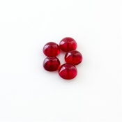 7.30 Cts. Ruby 6mm Smooth Round Shape AA Grade Cabochons Parcel - Total 5 Pcs.