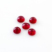 7.30 Cts. Ruby 6mm Smooth Round Shape AA Grade Cabochons Parcel - Total 5 Pcs.