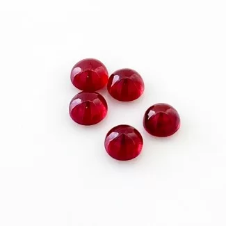 Ruby Smooth Round Shape AA Grade Cabochon Parcel - 6mm - 5 Pc. - 7.30 Cts.