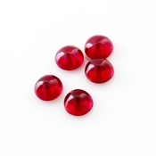 7.30 Cts. Ruby 6mm Smooth Round Shape AA Grade Cabochons Parcel - Total 5 Pcs.