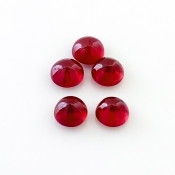 7.30 Cts. Ruby 6mm Smooth Round Shape AA Grade Cabochons Parcel - Total 5 Pcs.