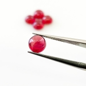 7.30 Cts. Ruby 6mm Smooth Round Shape AA Grade Cabochons Parcel - Total 5 Pcs.