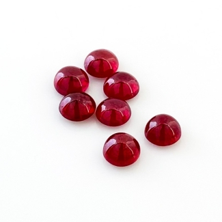 11.30 Cts. Ruby 6.5mm Smooth Round Shape AA Grade Cabochons Parcel - Total 7 Pcs.