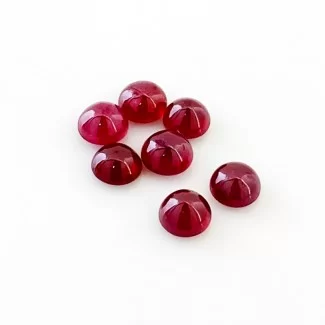 Ruby Smooth Round Shape AA Grade Cabochon Parcel - 6-6.5mm - 7 Pc. - 10.35 Cts.