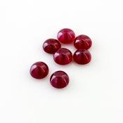 10.35 Cts. Ruby 6-6.5mm Smooth Round Shape AA Grade Cabochons Parcel - Total 7 Pcs.