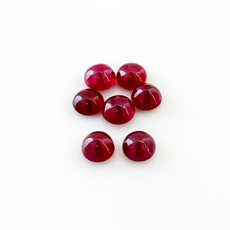 10.35 Cts. Ruby 6-6.5mm Smooth Round Shape AA Grade Cabochons Parcel - Total 7 Pcs.