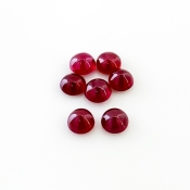 10.35 Cts. Ruby 6-6.5mm Smooth Round Shape AA Grade Cabochons Parcel - Total 7 Pcs.