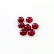 10.35 Cts. Ruby 6-6.5mm Smooth Round Shape AA Grade Cabochons Parcel - Total 7 Pcs.