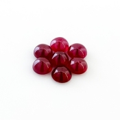 10.35 Cts. Ruby 6-6.5mm Smooth Round Shape AA Grade Cabochons Parcel - Total 7 Pcs.