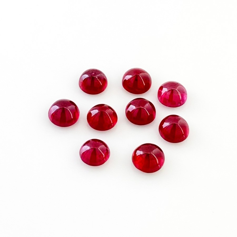 12.80 Cts. Ruby 6mm Smooth Round Shape AA Grade Cabochons Parcel - Total 9 Pcs.