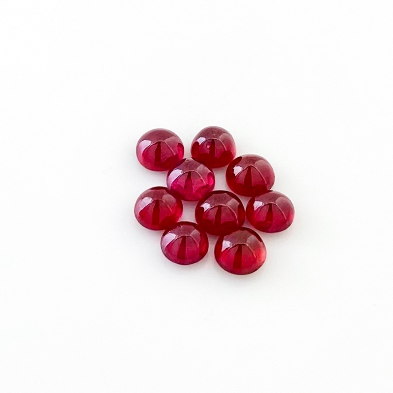12.80 Cts. Ruby 6mm Smooth Round Shape AA Grade Cabochons Parcel - Total 9 Pcs.