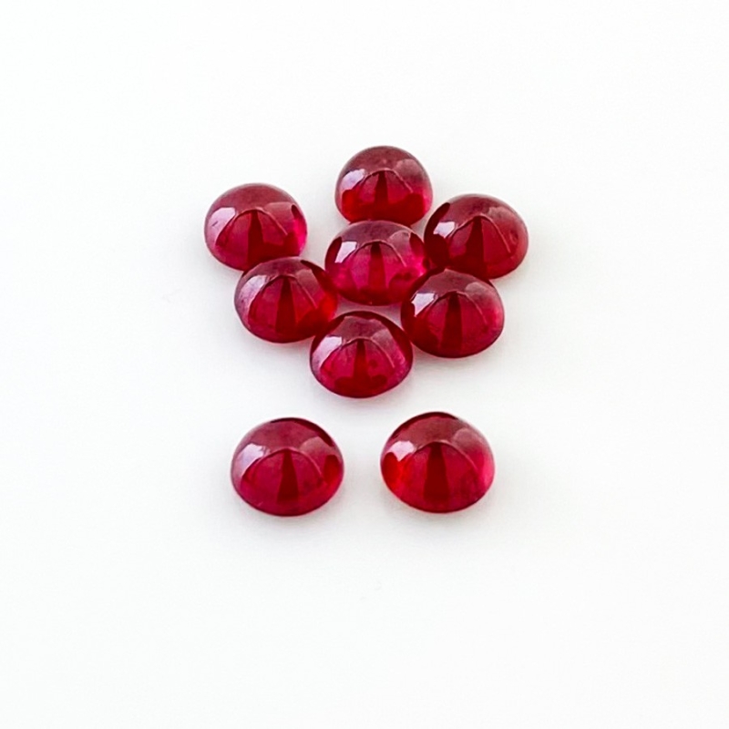 12.80 Cts. Ruby 6mm Smooth Round Shape AA Grade Cabochons Parcel - Total 9 Pcs.