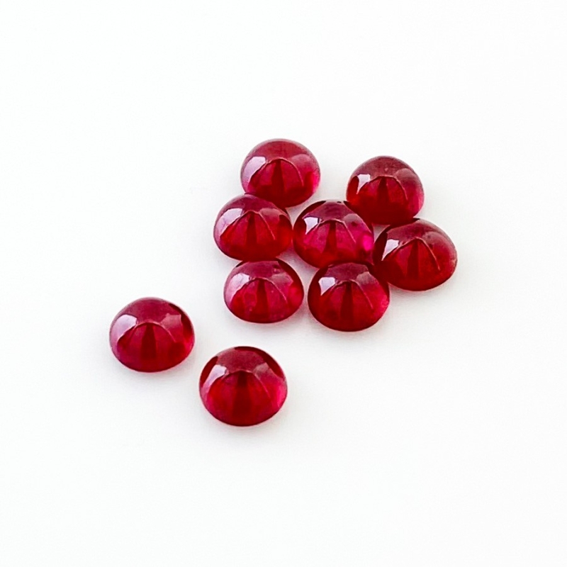 12.80 Cts. Ruby 6mm Smooth Round Shape AA Grade Cabochons Parcel - Total 9 Pcs.