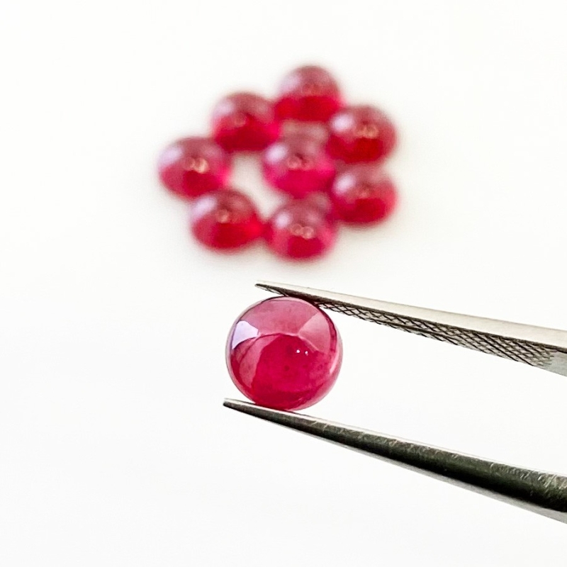 12.80 Cts. Ruby 6mm Smooth Round Shape AA Grade Cabochons Parcel - Total 9 Pcs.