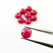 12.80 Cts. Ruby 6mm Smooth Round Shape AA Grade Cabochons Parcel - Total 9 Pcs.
