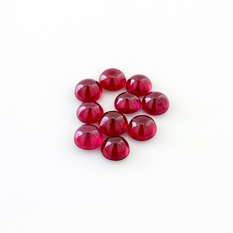 13.40 Cts. Ruby 6mm Smooth Round Shape AA Grade Cabochons Parcel - Total 10 Pcs.