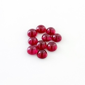 13.40 Cts. Ruby 6mm Smooth Round Shape AA Grade Cabochons Parcel - Total 10 Pcs.