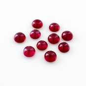 13.40 Cts. Ruby 6mm Smooth Round Shape AA Grade Cabochons Parcel - Total 10 Pcs.