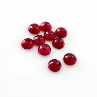 13.40 Cts. Ruby 6mm Smooth Round Shape AA Grade Cabochons Parcel - Total 10 Pcs.
