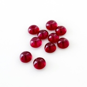 13.40 Cts. Ruby 6mm Smooth Round Shape AA Grade Cabochons Parcel - Total 10 Pcs.