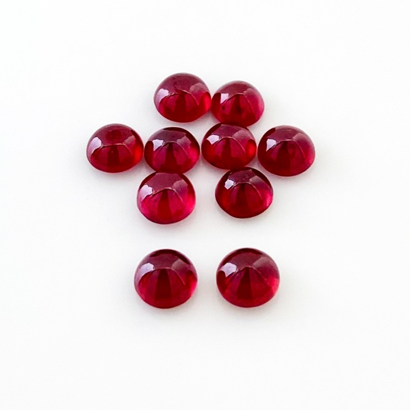 13.40 Cts. Ruby 6mm Smooth Round Shape AA Grade Cabochons Parcel - Total 10 Pcs.