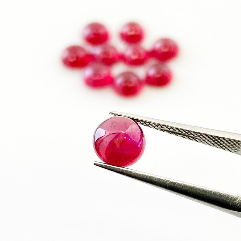 13.40 Cts. Ruby 6mm Smooth Round Shape AA Grade Cabochons Parcel - Total 10 Pcs.