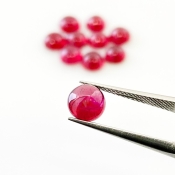 13.40 Cts. Ruby 6mm Smooth Round Shape AA Grade Cabochons Parcel - Total 10 Pcs.