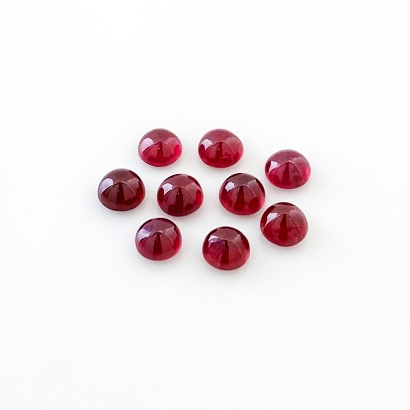 13.20 Cts. Ruby 6mm Smooth Round Shape AA Grade Cabochons Parcel - Total 9 Pcs.