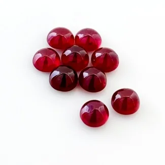 13.20 Cts. Ruby 6mm Smooth Round Shape AA Grade Cabochons Parcel - Total 9 Pcs.