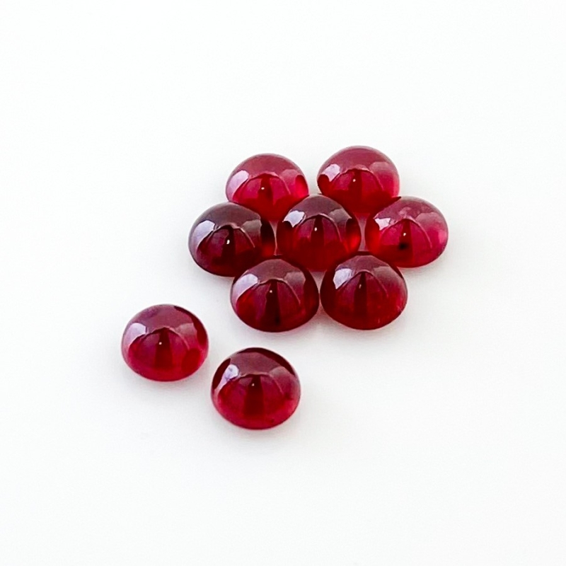 13.20 Cts. Ruby 6mm Smooth Round Shape AA Grade Cabochons Parcel - Total 9 Pcs.